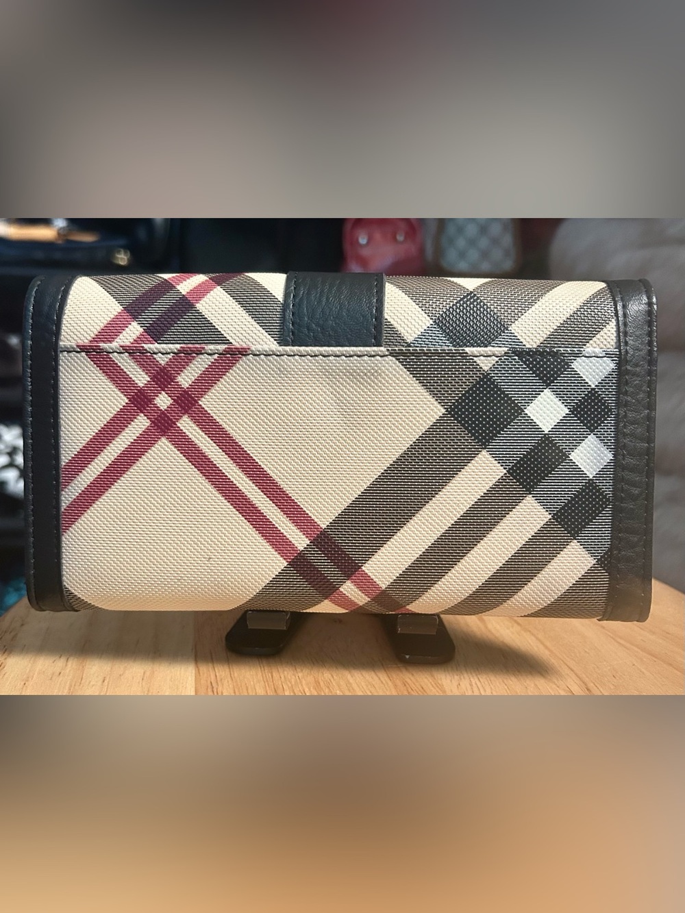 Lux Inspired Red Black Cream Trifold Wallet w/ Removable Checkbook NWOT - Picture 2 of 10